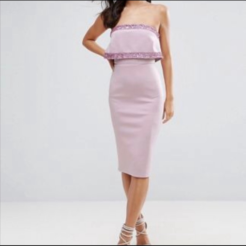 ASOS Lavender Purple Strapless Beaded Dress 4